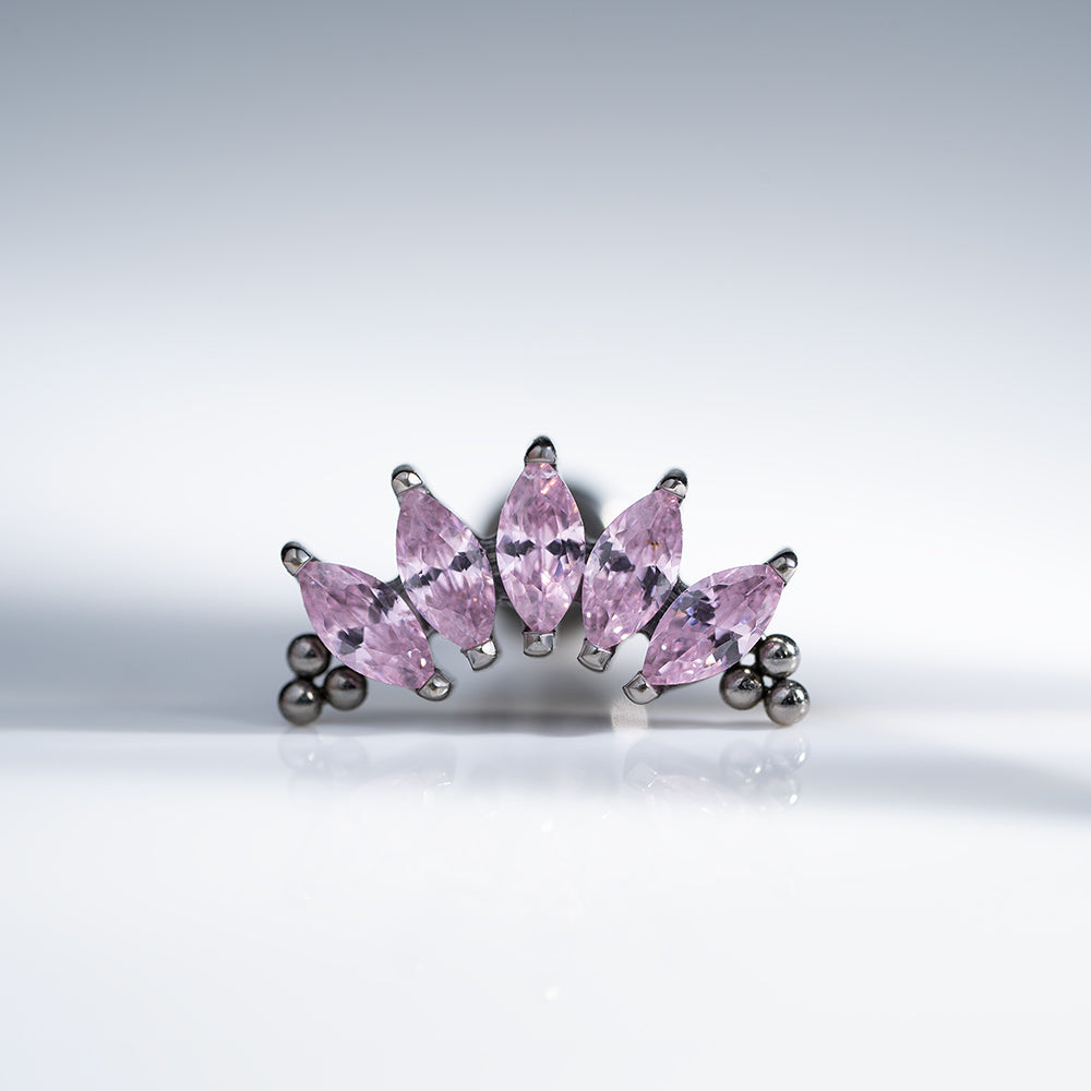 5 Stones Bead Marquise Pink Cluster 1.2