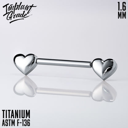 Threadless Heart Nipple Bar 1.6 (14 G)