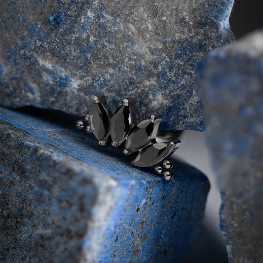 4 Stones Bead Marquise Black Cluster 1.2