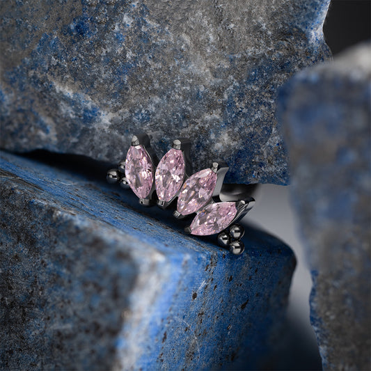 4 Stones Bead Marquise Pink Cluster 1.2