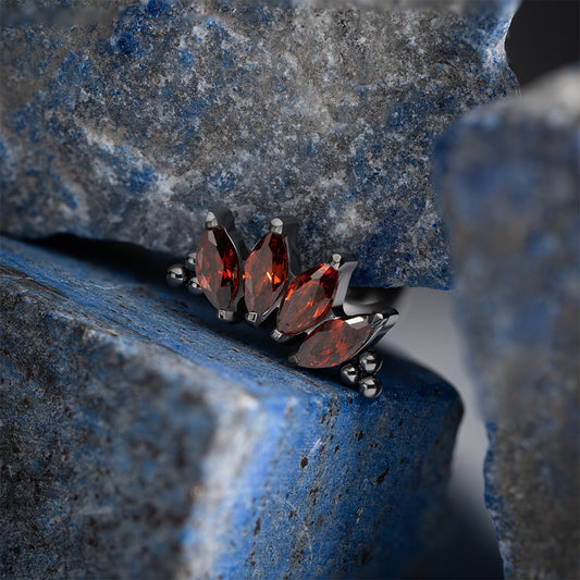 4 Stones Bead Marquise Red Cluster 1.2