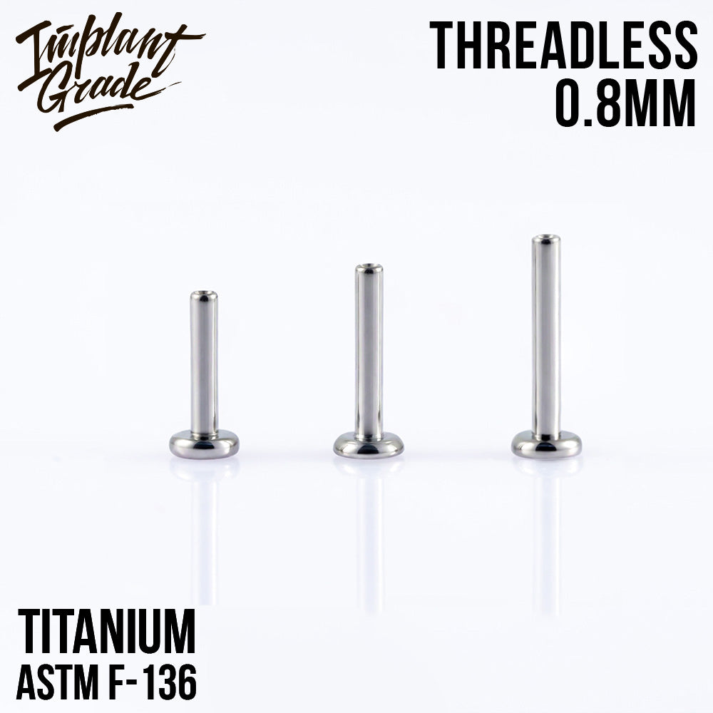 Threadless labret post mini 0.8 (20 G) base 2.5 mm