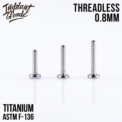 Threadless labret post mini 0.8 (20 G) base 2.5 mm
