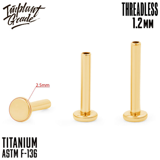 GOLD Threadless labret post mini 1.2 (16 G)