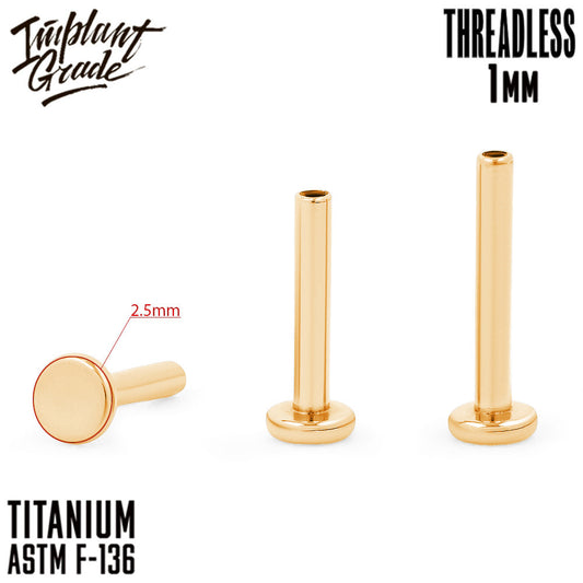 Threadless Gold labret post mini 1 (18 G)