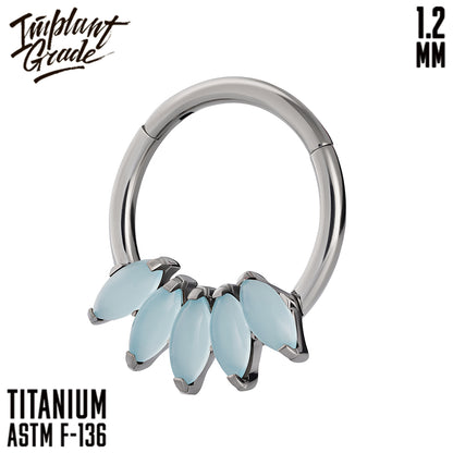 5 Stones Iris Moonstone Hinged Segment Ring 1.2 (16 G)