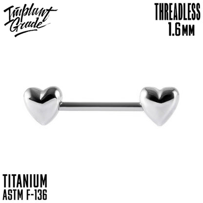 Threadless Heart Nipple Bar 1.6 (14 G)