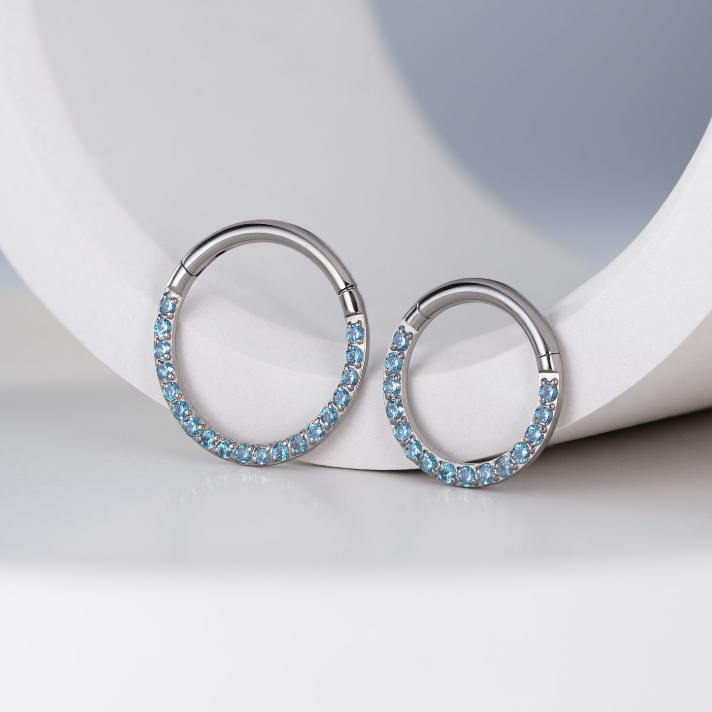 Side Aqua Hinged Segment Ring 1.2 (16 G)