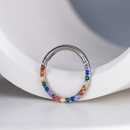 Side Rainbow Hinged Segment Ring 1.2 (16 G)