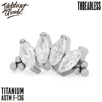Threadless 4 Stones Bead Marquise Cluster