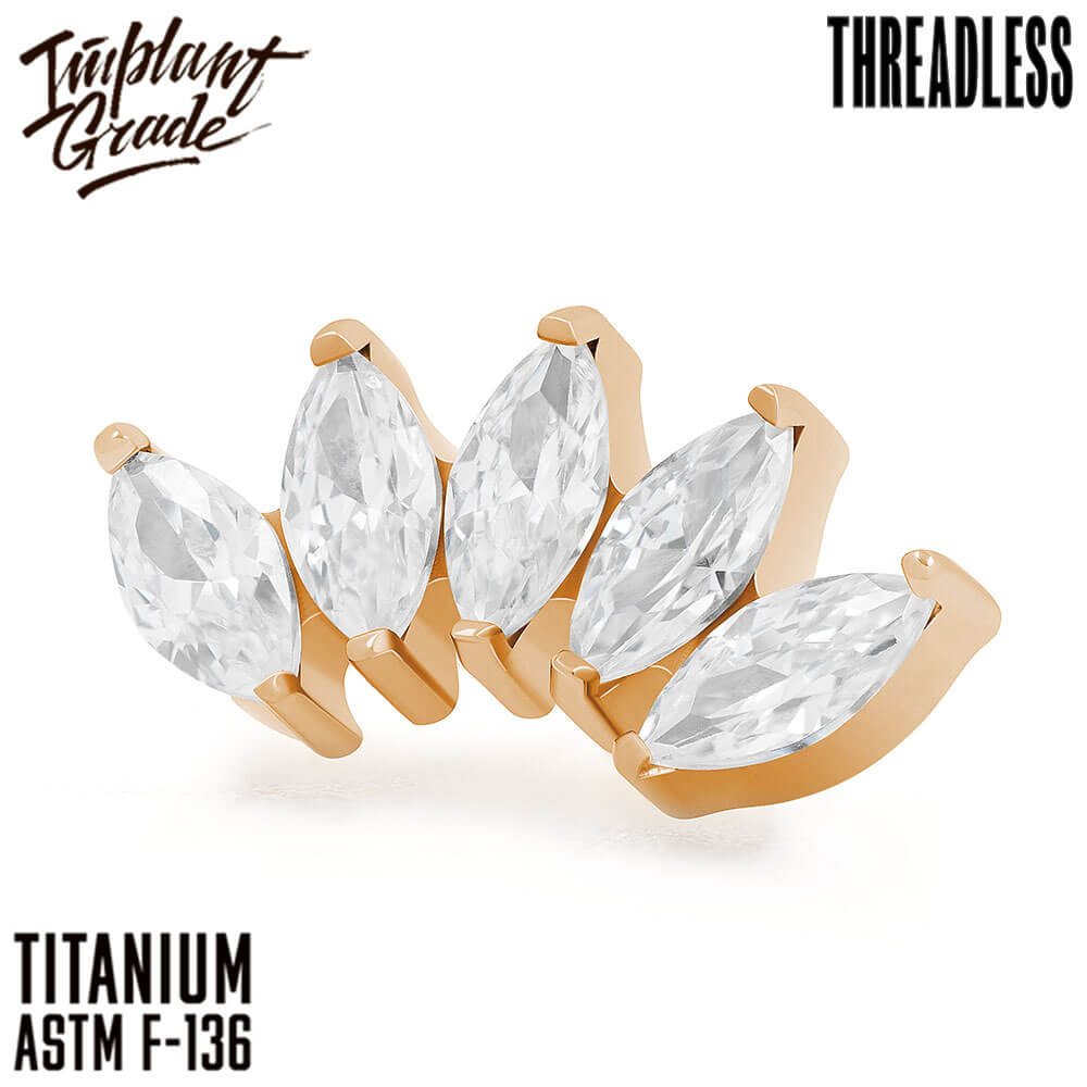 Threadless 5 Stones Marquise Gold Cluster