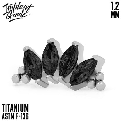 4 Stones Bead Marquise Black Cluster 1.2