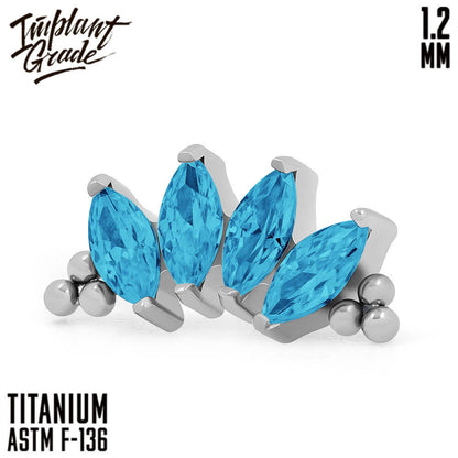 4 Stones Bead Marquise Blue Zircon Cluster 1.2