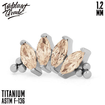4 Stones Bead Marquise Peach Cluster 1.2