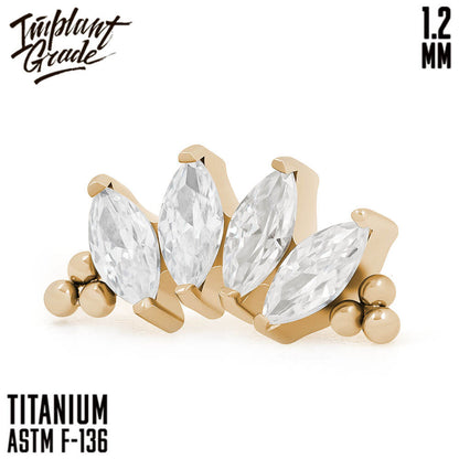 4 Stones Bead Marquise Gold Cluster 1.2