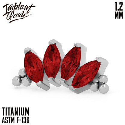 4 Stones Bead Marquise Red Cluster 1.2