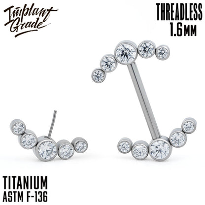 Threadless 5 Stone Nipple Bar 1.6 (14 G)