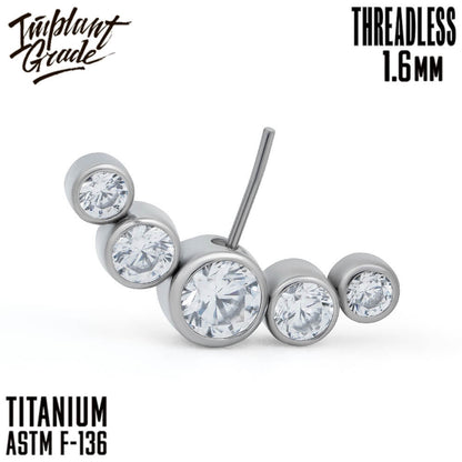 Threadless 5 Stone Nipple Bar 1.6 (14 G)