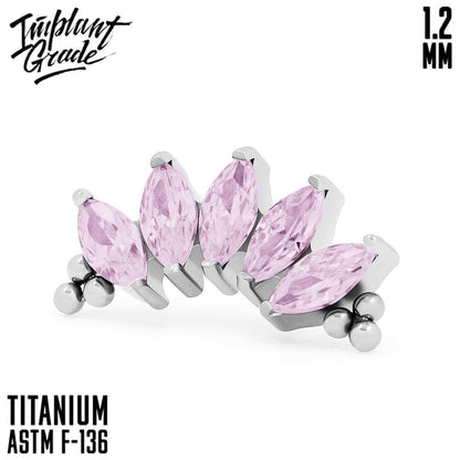5 Stones Bead Marquise Pink Cluster 1.2