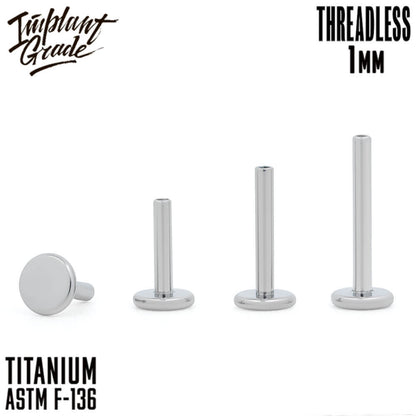 Threadless labret post 1 (18 G)