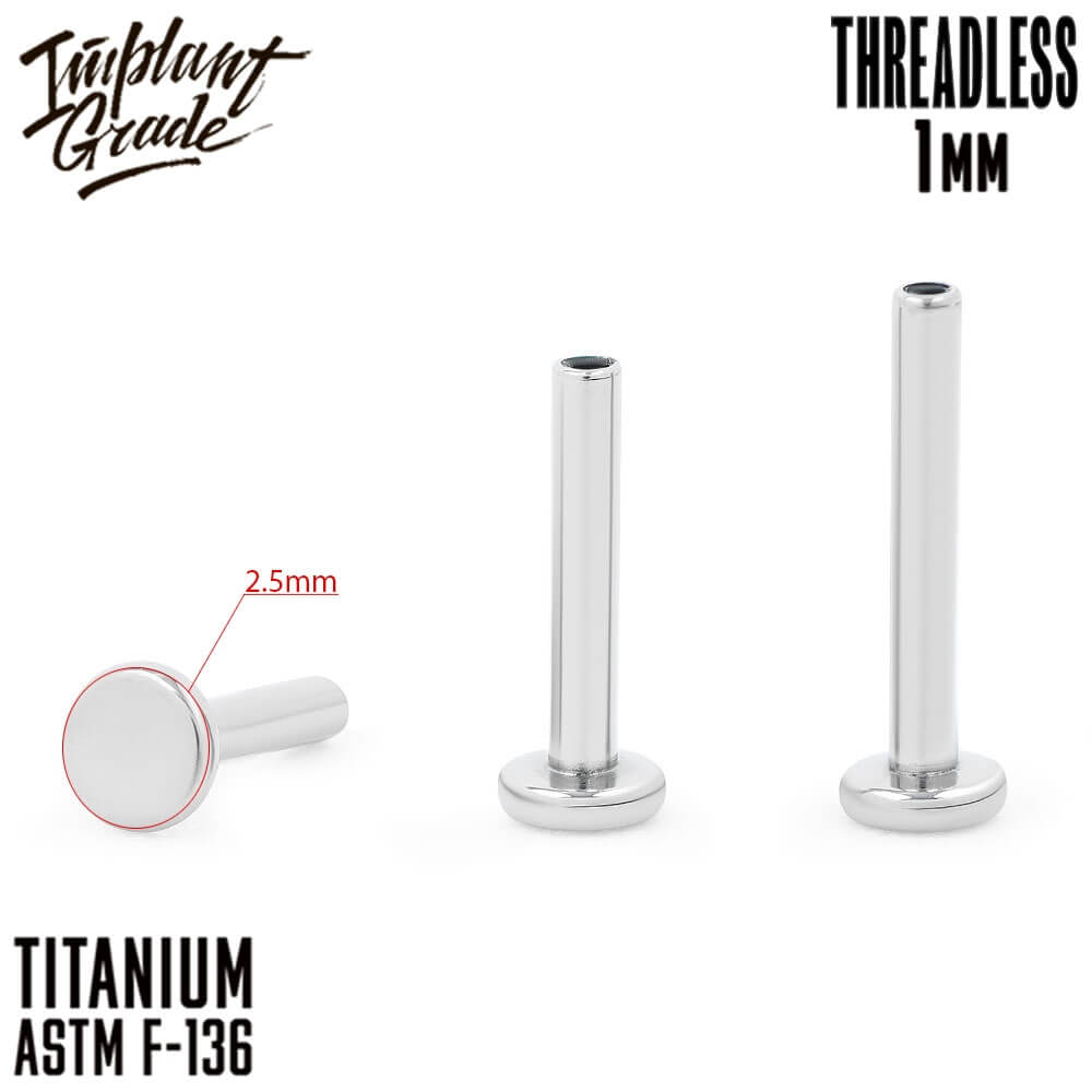 Threadless labret post mini 1 (18 G) – Implant Grade