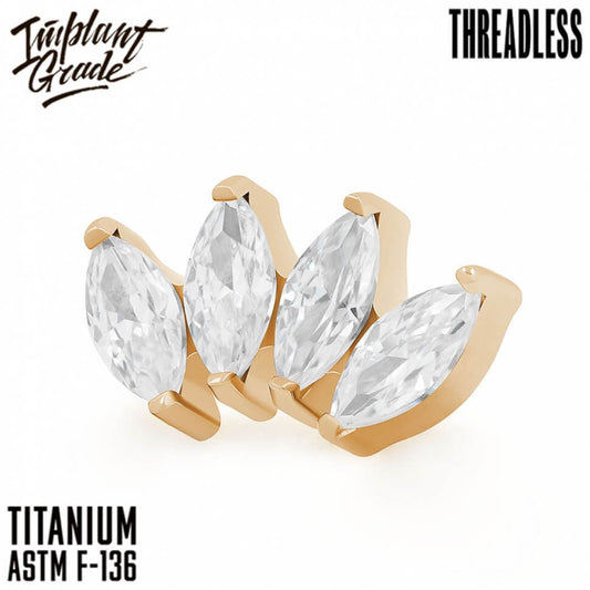 Threadless 4 Stones Marquise Gold Cluster