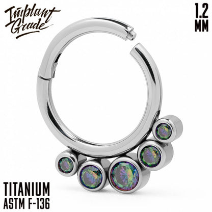 5 Vitrail Stones Hinged Segment Ring 1.2 (16 G)