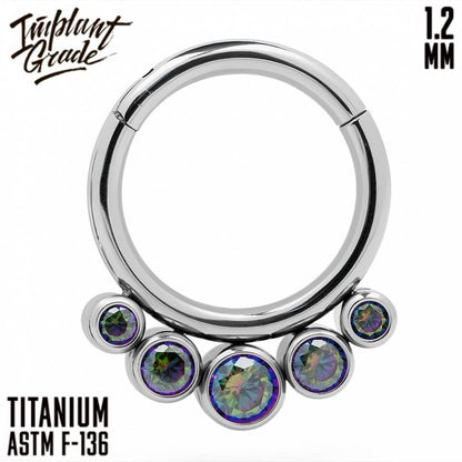 5 Vitrail Stones Hinged Segment Ring 1.2 (16 G)