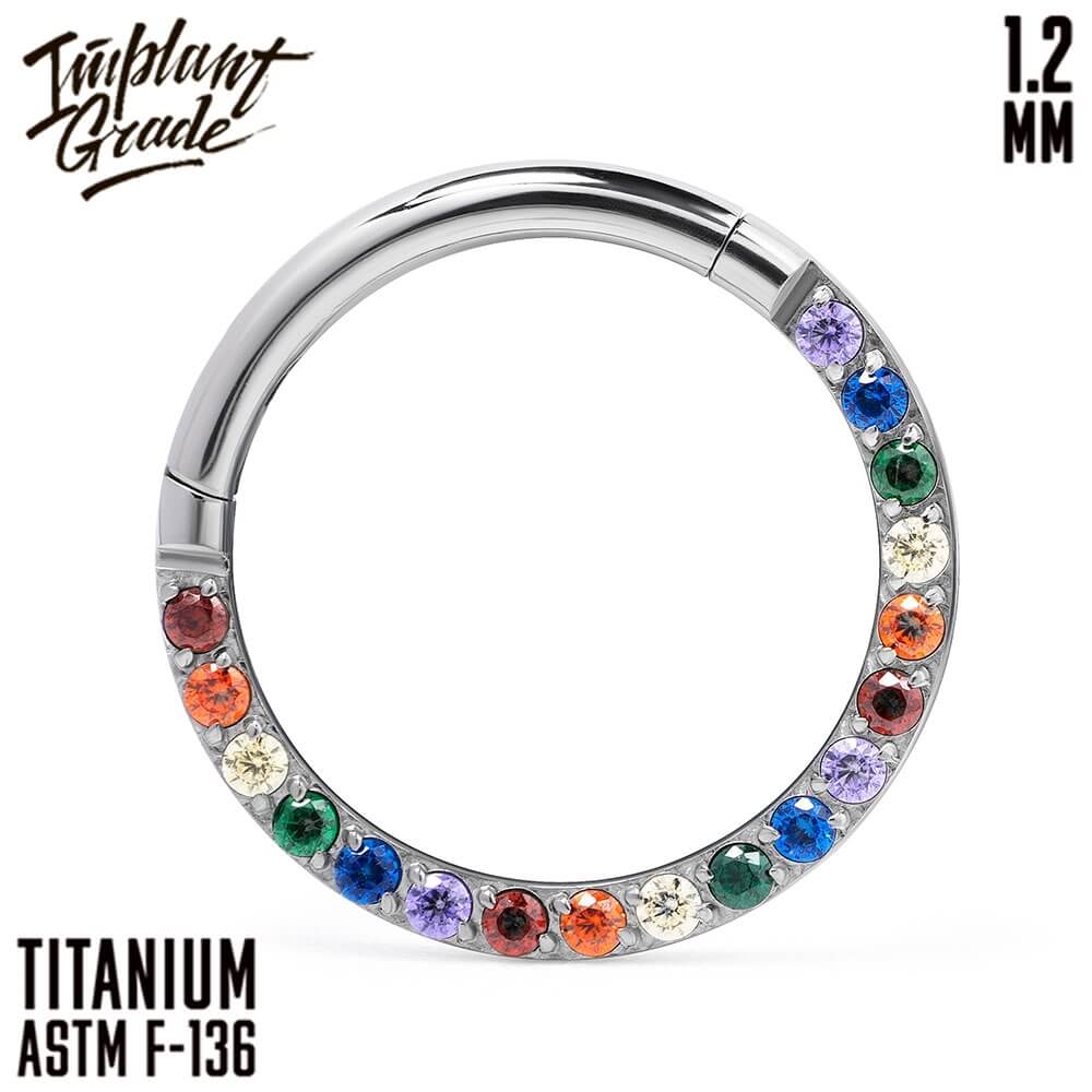 Side Rainbow Hinged Segment Ring 1.2 (16 G)