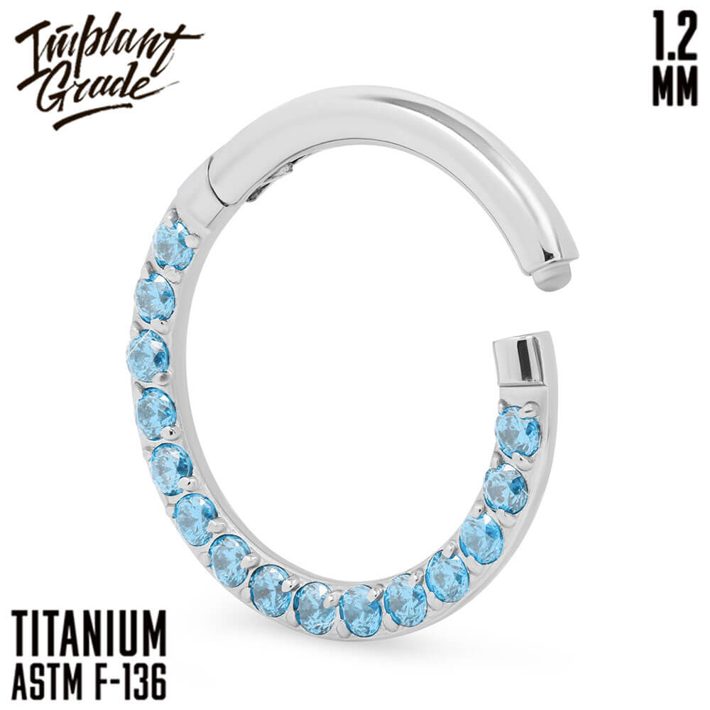 Side Aqua Hinged Segment Ring 1.2 (16 G)