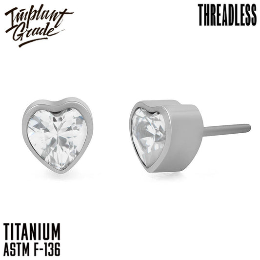 Threadless crystal heart top