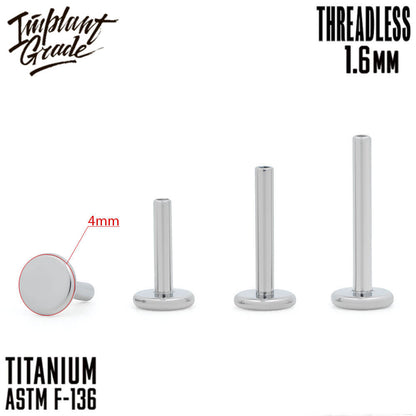 Threadless labret post 1.6 (14 G)